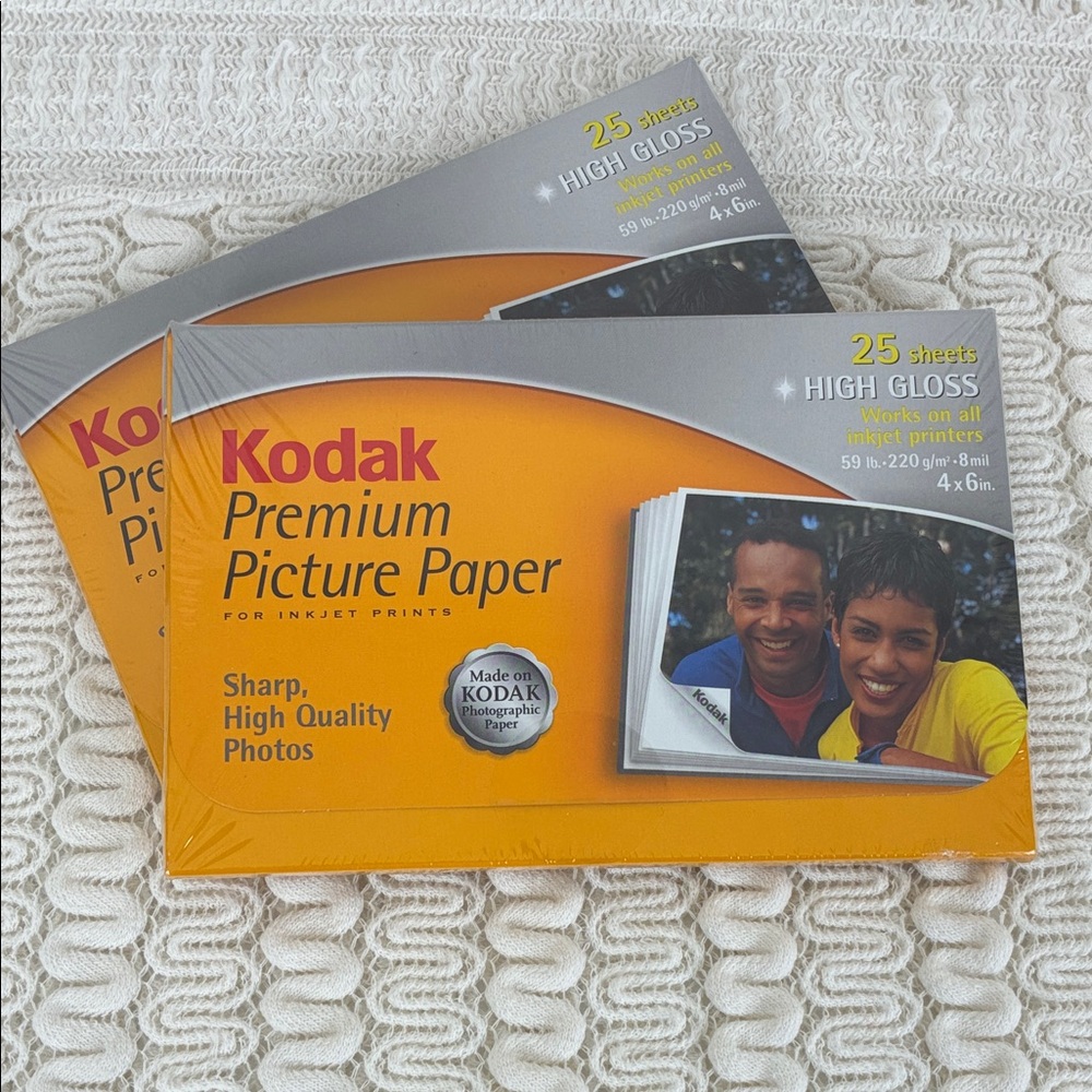 NOS Kodak Premium 4x6 Picture Paper High Gloss SEALED (2) Packs for Inkjets